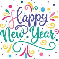 happy new year text with colorful lettering vector