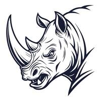 the head of a rhino is shown in a black and white design vector