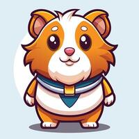 a cartoon hamster with a blue collar and blue eyes vector