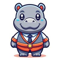 a cartoon hippo in a suit and tie vector