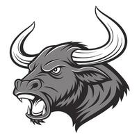 an angry bull head with large horns vector
