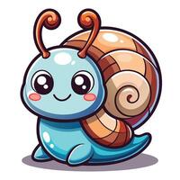 cartoon snail with big eyes and a big shell vector