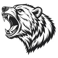 a bear head with its mouth open and its teeth showing vector
