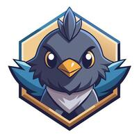 a cartoon bird with a blue head and white feathers vector
