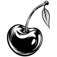 a black and white drawing of a cherry vector