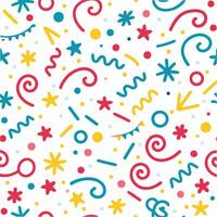 seamless pattern with colorful shapes and stars on a white background vector