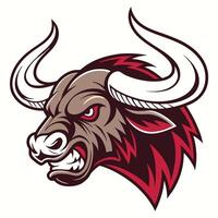 an angry bull head with horns on a white background vector