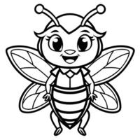coloring page of a cute bee vector