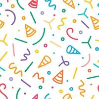 a colorful party pattern with confetti and streamers vector
