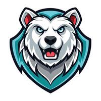 the head of a polar bear in the middle of a shield vector