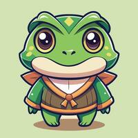 a cartoon frog with big eyes and a green outfit vector