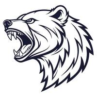 a bear head with its mouth open and its teeth showing vector