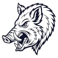 wild boar head with teeth and claws vector