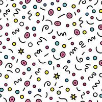 seamless pattern with colorful dots and stars on a white background vector