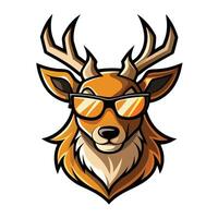 a deer wearing sunglasses on its head vector