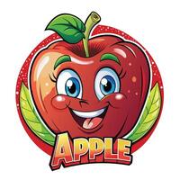 apple logo with cartoon apple character vector