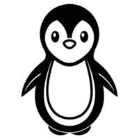 a penguin is shown in a simple black and white design vector
