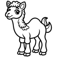 a cartoon camel coloring page vector