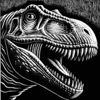 a t - rex head in black and white vector