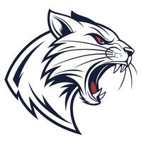 the head of a cat with its mouth open vector