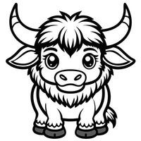 a cartoon buffalo with horns and a big head vector
