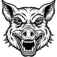 a black and white illustration of a boar head vector