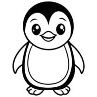 penguin coloring pages for kids vector
