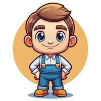 cartoon character of a handyman with a tool in his hand vector