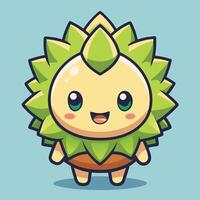 a cute little green monster with green eyes vector