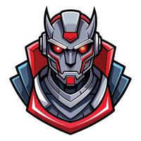 a robot head with red eyes vector