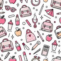 back to school seamless pattern with school supplies vector