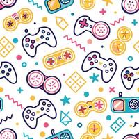 seamless pattern with game controllers and other items vector