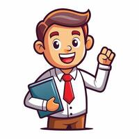 cartoon businessman holding a folder and pointing vector