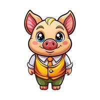 cartoon pig in vest and tie standing vector