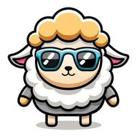 a cartoon sheep wearing sunglasses and a sweater vector
