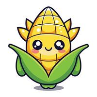 a cartoon corn character with big eyes and a smile vector