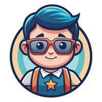 a cartoon character with sunglasses and a star on his head vector