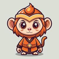 cartoon monkey character with orange clothes and a big head vector