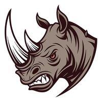 an angry rhino head with sharp teeth vector