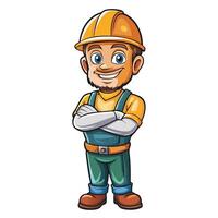 cartoon construction worker with arms crossed vector