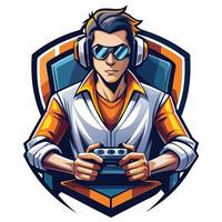 a man in glasses holding a controller vector