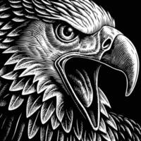 an eagle head in a woodcut style vector
