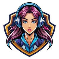 a girl with headphones on her head vector
