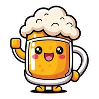 a cartoon beer mug with a smile and a fist vector