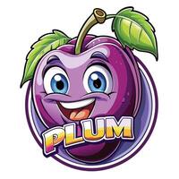 a cartoon purple plum with a smiley face vector