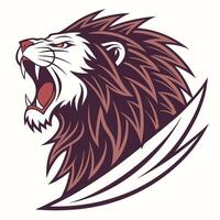 lion head with open mouth on white background vector