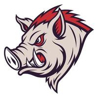 the head of a wild boar is shown in a cartoon style vector