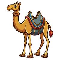 cartoon camel with saddle on white background vector