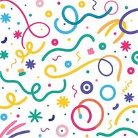 a colorful background with confetti and streamers vector