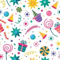 seamless pattern with colorful party items vector